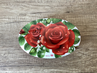 Bonboniéra Born&syn - Červená růže oválná plechová dóza 125g